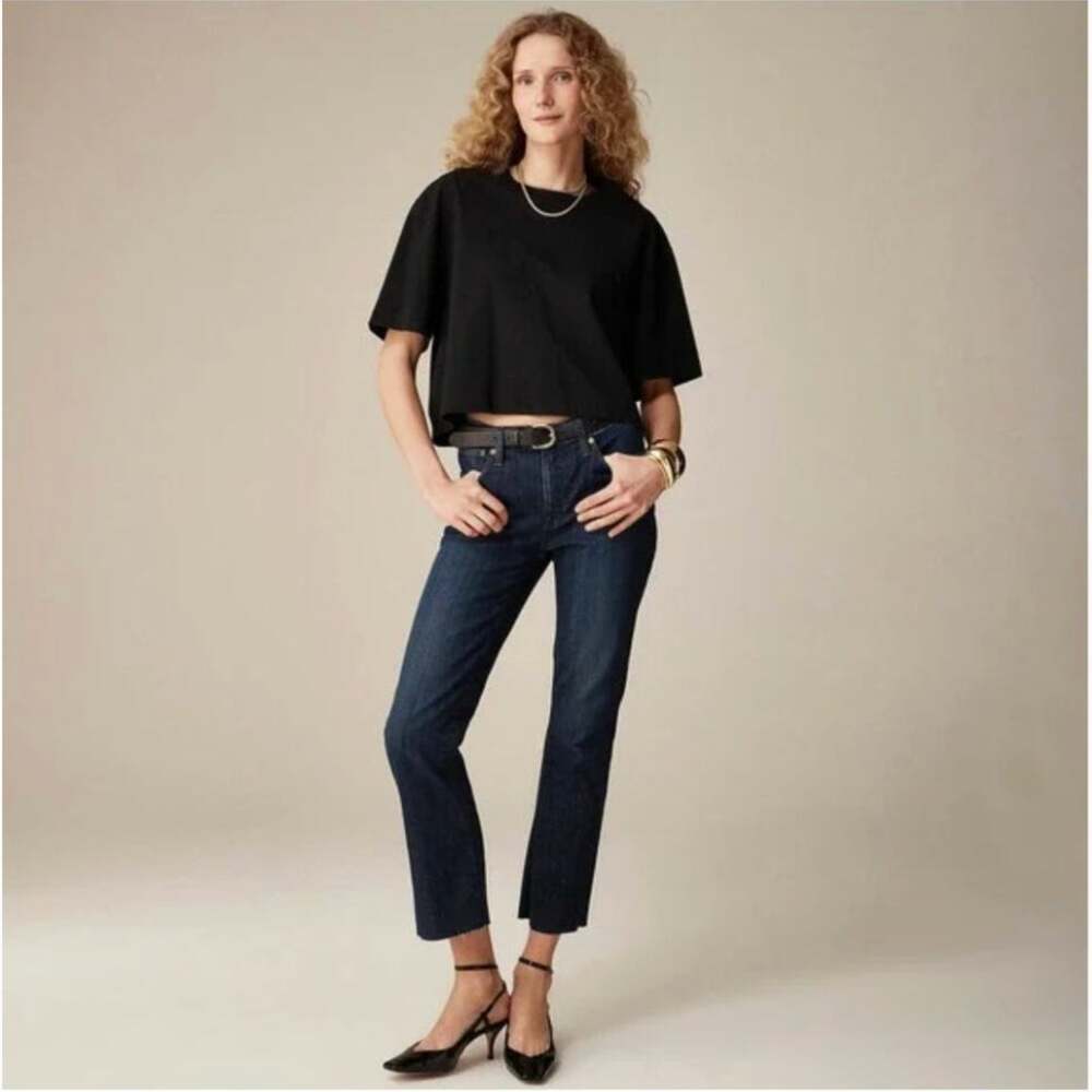 J.CREW 9" demi-boot crop dark wash denim jean BT563 // 27